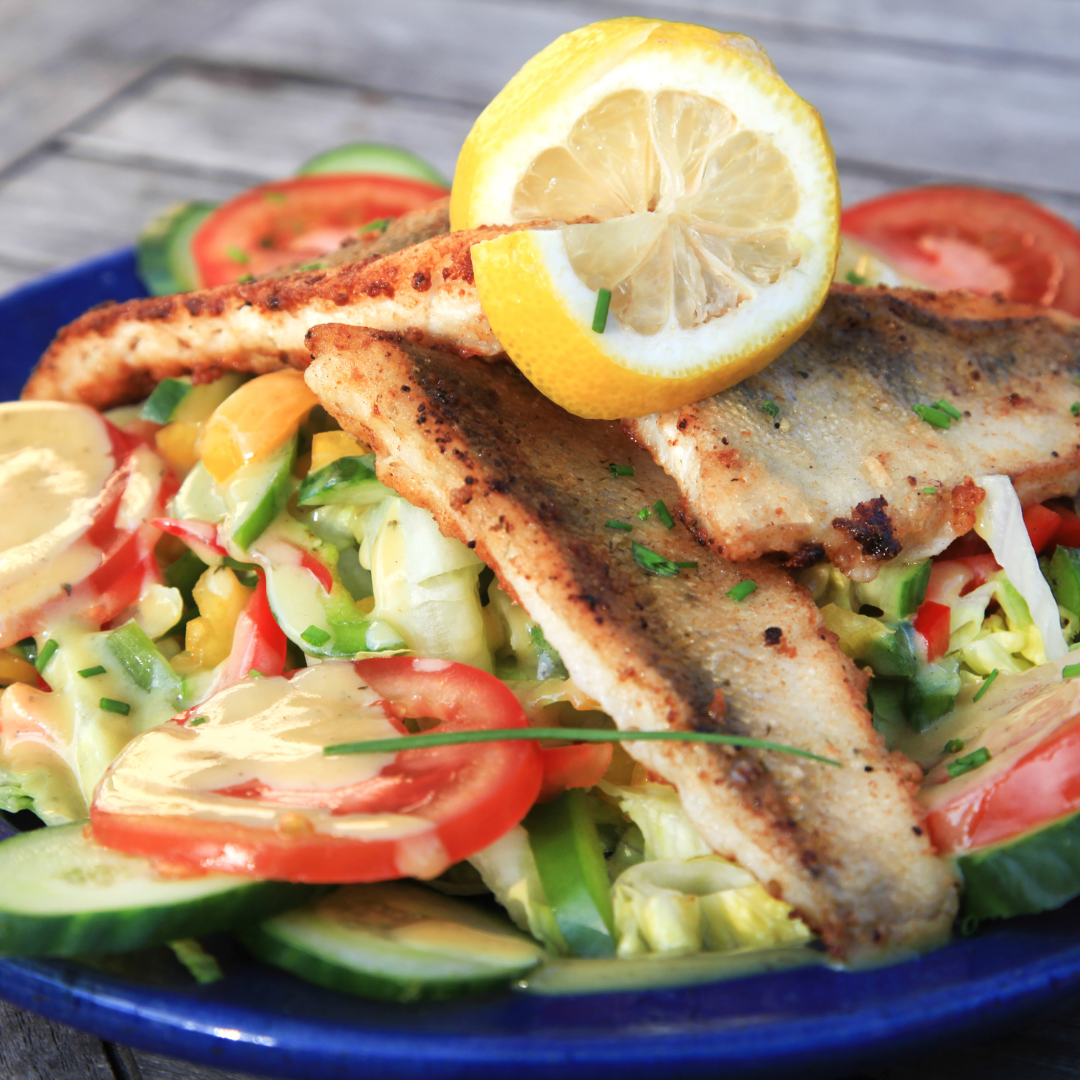 Smoked Halibut Salad with Lemon Herb Dressing